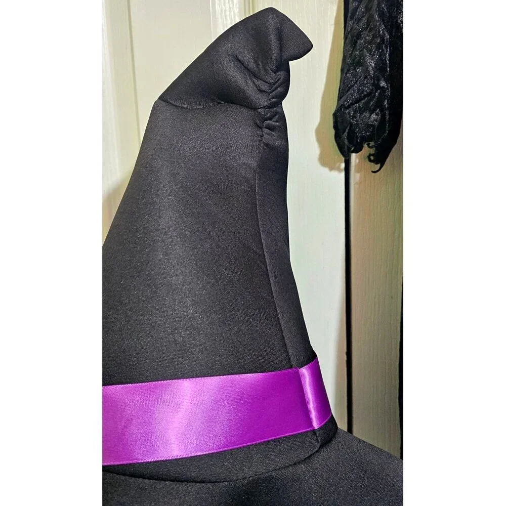 Purple Velvet Bat Witch Costume Girls 4-6 Spiderweb Spider Dress Hat